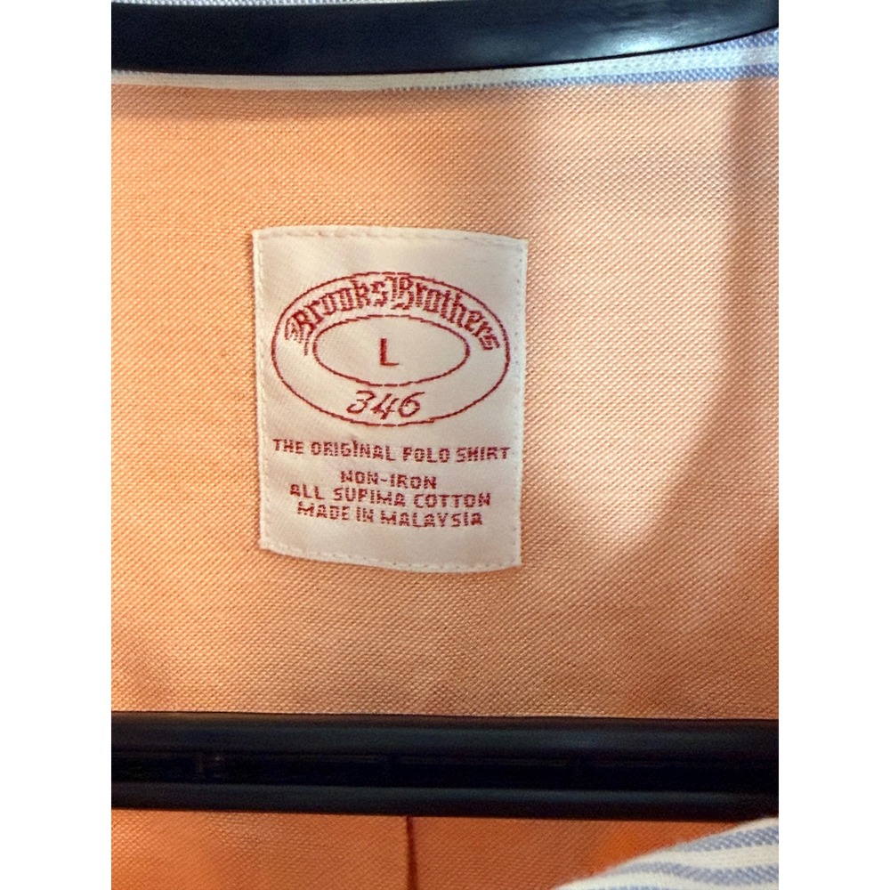 Brooks Brothers 346 Mens Peach Orange Non-Iron Supima Cotton Oxford Shirt Large - Picture 3 of 7